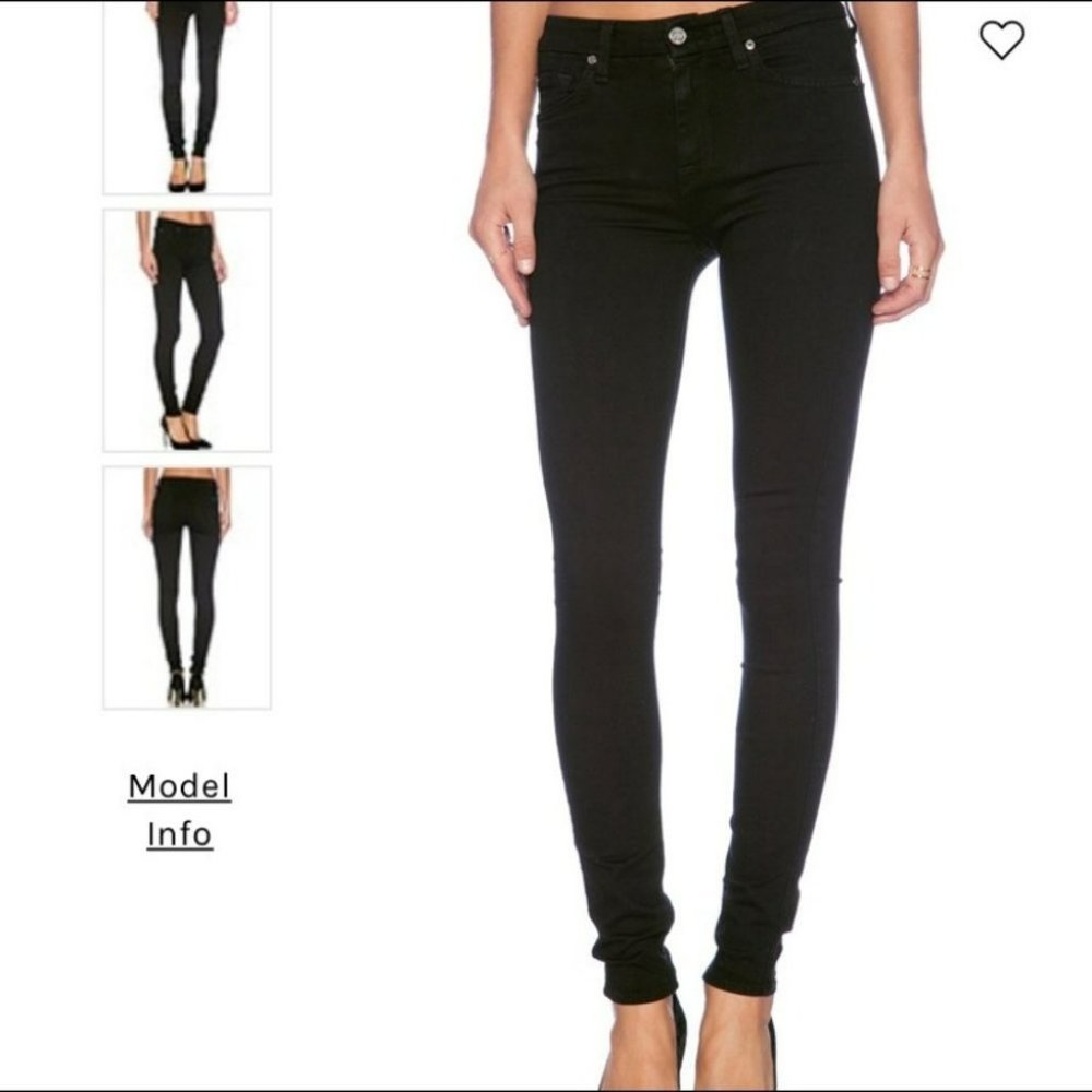 7 for all Mankind 24 black high waist skinny jeans